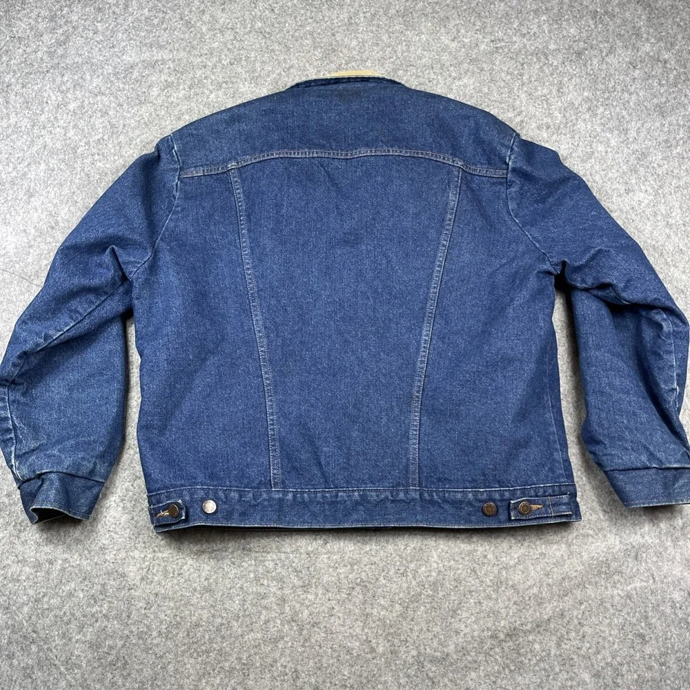 Vintage Wrangler Western Blanket Lined Denim Jacket Men Size 44 Made in USA 80s